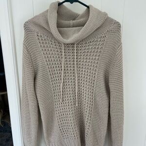 Elegant Taupe Cowl Neck Sweater